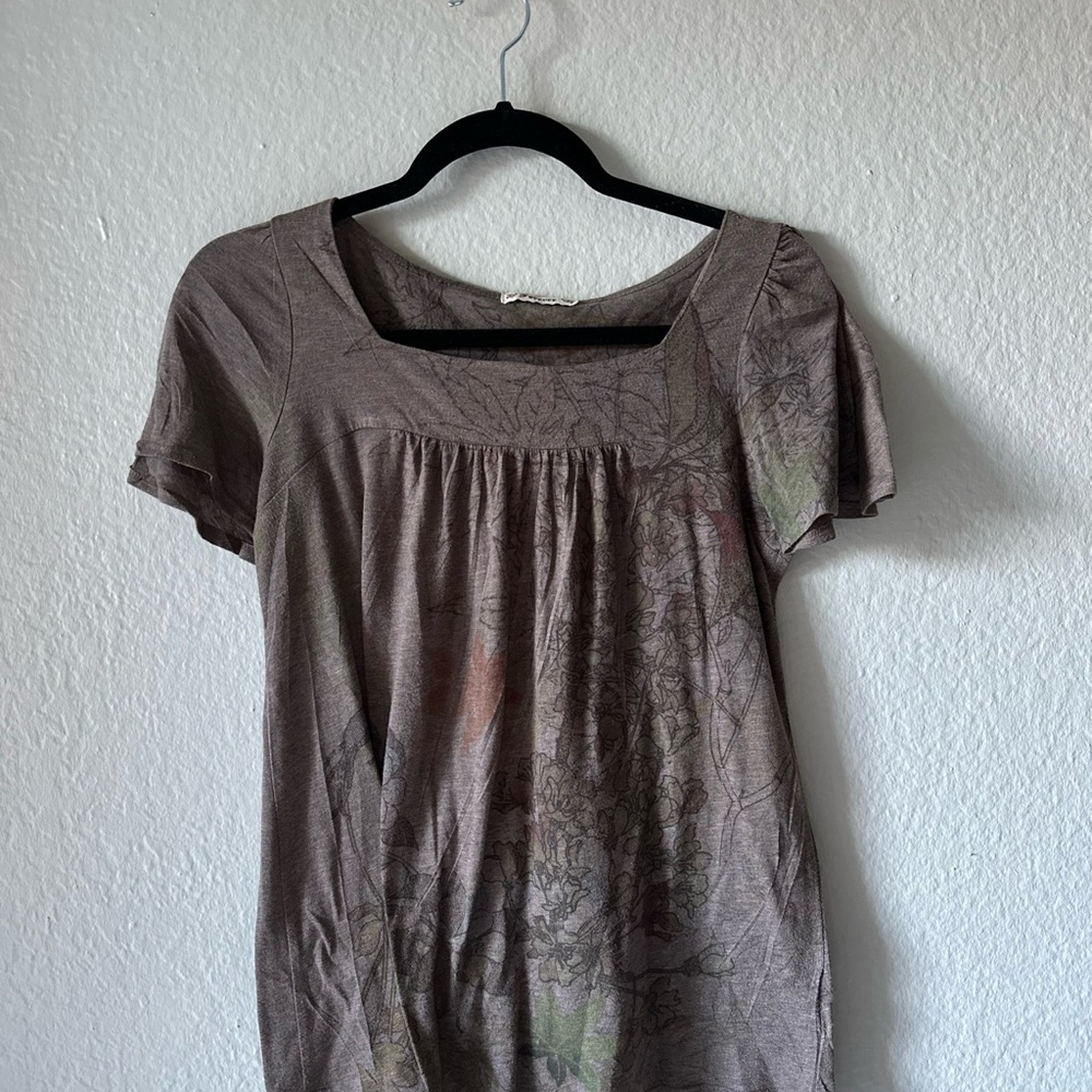 Forever 21 Brown Floral Short Sleeve Top